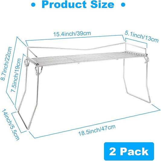 CYEAH 2 Pcs Metal The Sink Vanity Organizer, Metal Over The Sink Organizer Shelf Rack, Foldable Pantry Shelf, Spice Rack for Cabinet, Under Sink Countertop Organization Storage Space Save