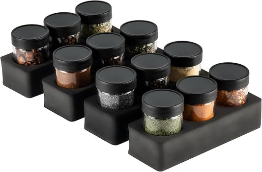 AllSpice InDrawer Spice Rack Organizer with Short Jars (12 3” Jars)