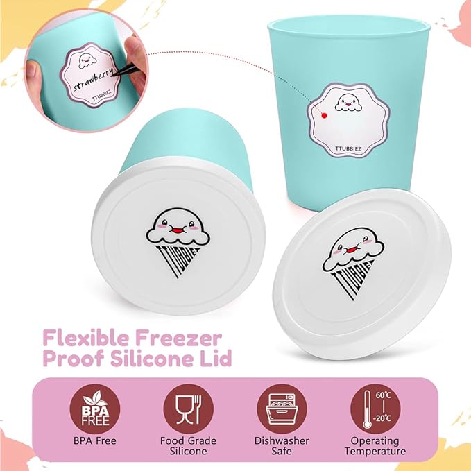 Ice Cream Containers (2 Pack - 1 Quart Each), Ice Cream Containers for Homemade Ice Cream, Ice Cream Storage Containers, 1 Quart Freezer Containers for Ice Cream Storage - Mint Chip