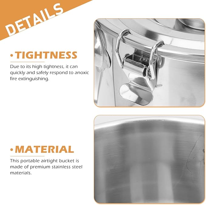 Stainless Steel Airtight Canisters Container: 152 fl oz Airtight Clamp Lid Kitchen Food Storage Bucket for Rice Flour Grain Coffee Bean Flour Oil Sugar Milk
