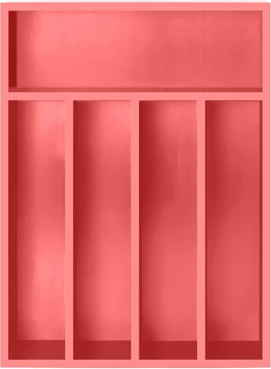 Utopia Kitchen Silverware Organizer, Bamboo Utensil Drawer Organizer for Cutlery, Utensils & Flatware (5 Compartment, Coral) Pack of 1