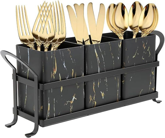 NOLIES Kitchen Utensil Holder, Silverware Caddy, Flatware Cutlery Organizer, Ideal for Modern Countertop Storage Solutions & Party Use, Metal and Durable Design