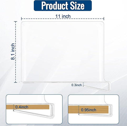 2 Pack Clear Acrylic Shelf Dividers for Closet Shelf Organizer of Bedroom Kitchen Office Bathroom Organizer for Clothes Books and Handbags