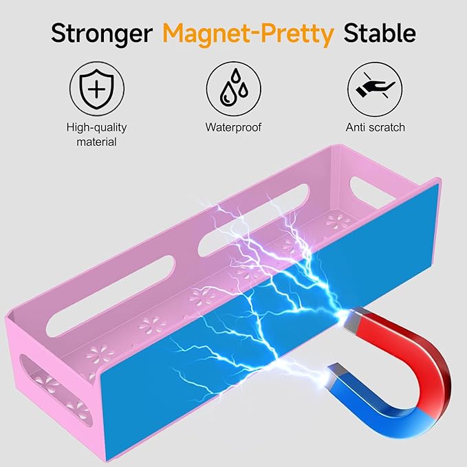 4 Pack Magnetic Spice Rack for Refrigerator, Spice Rack Organizer, Moveable Magnetic Shelf Fridge Organizer with 4 Hooks for Kitchen and Oven Organization, Pink