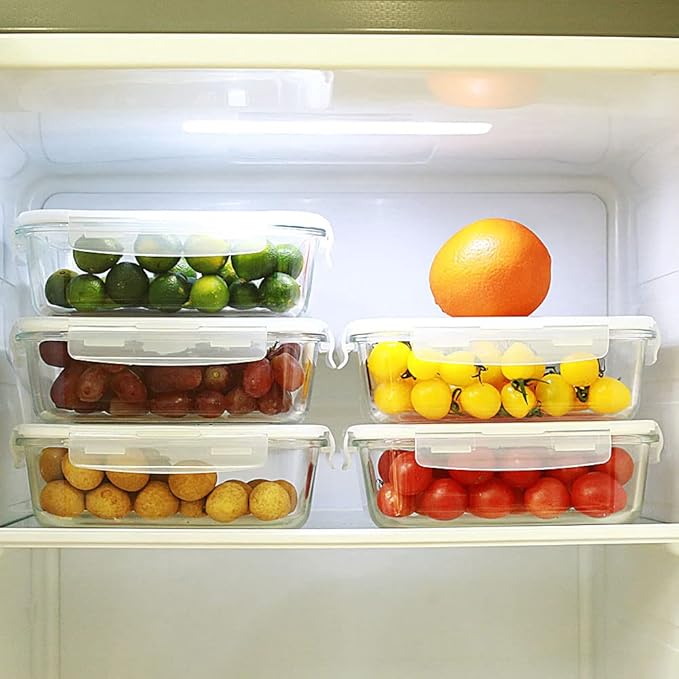 DAS TRUST 3 Pack Glass Food Storage Container Meal Prep Containers Reusable Fridge Organizers Lunch Container for Adults Food Storage Containers