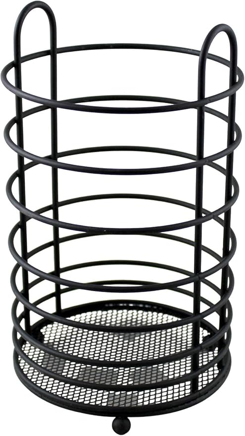 Dependable Industries inc. Essentials Kitchen Cutlery Holder Utensil Caddy Mesh Bottom Finish (Black)