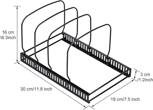 Toplife 10+ Bakeware Organizer Rack for Kitchen Bakeware, Cookware, Dinnerware, Cutting Boards, Plates, Pot and Pan Lids (Black)