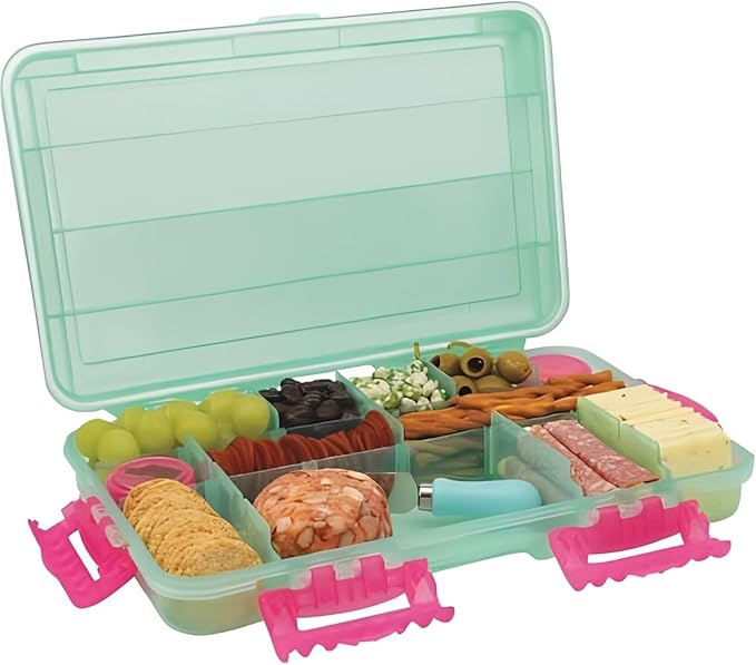 SubSafe Charcuterie Safe Waterproof Tackle Box, Snack Storage for Beach, Parties & Tailgating, BPA-Free, Seafoam Green