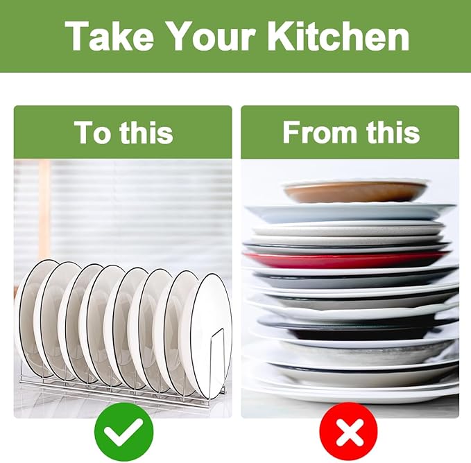 4 Pack Pot Lid Holder Kitchen Pot Lid Organizer Cabinet Rack Suitable for Bakeware, Dish, Plate, Pots & Pans, Cutting Boards, Serving Trays, Reusable Containers in Cabinet Pantry (Silver)