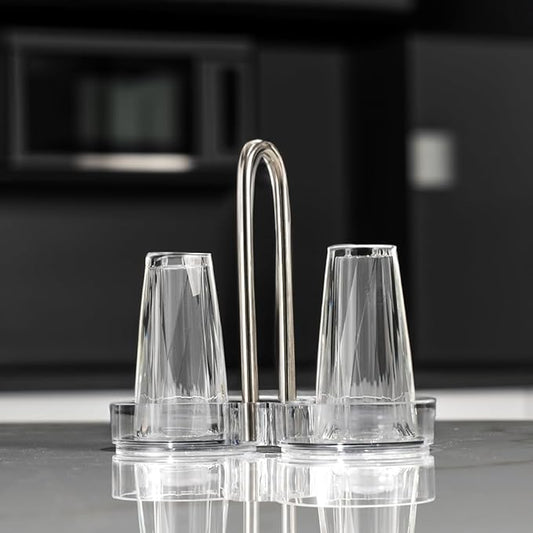 Set of 2 Crystal Seasoning Bottle With Holder,Refillable Crystal Salt and Pepper Shakers Set,Crystal Flavor Dispenser,Kitchen or Table Ornaments(003)