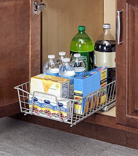 ClosetMaid 11 in. Pull Out Cabinet Organizer, Heavy Duty, Slide Out Pantry Shelves Drawers for Kitchen, Bathroom, Nickel