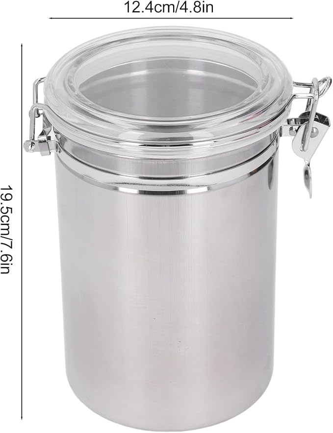 Stainless Steel Canisters for the Kitchen Food Storage Container Sealed Can with Clear Lid for Kitchen Counter Tea Sugar Coffee Candy(4#)