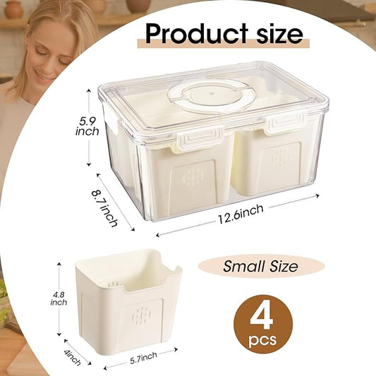 Large Airtight Fruit Storage Containers for Fridge with Lids & Handle, BPA-Free Food Storage Container, Kitchen Organizers and Storage, Organization and Storage, Refrigerator Oorganizers and Storage