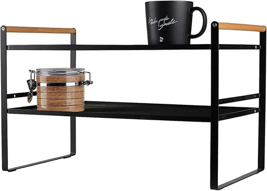 2 Tier Large and Wide Countertop Shelves - Pantry Organizers and Storage - Kitchen Shelves Organizers for Counter,Cabinet, Shelf Cupboard - Spice Rack Organizer (Large)