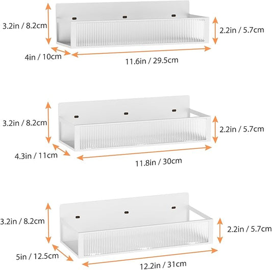 Magnetic Spice Rack for Refrigerator,3 Pack Magnetic Spice Storage Rack Organizer with Clear Acrylic Board for Refrigerator and Oven (White)
