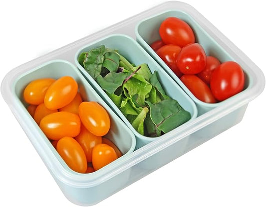 carrotez Food Storage Containers with 3 Removable Compartments, Food Prep Container with Airtight Lids, Portion Control Container, Microwave Safe, Reusable, 4.64 Cup (1100ml)