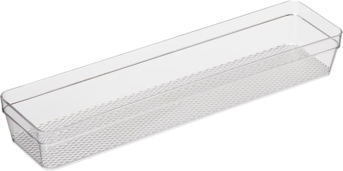 Oggi Clear Drawer Organizer - 3" X 12.5" - Ideal for Organizing Kitchen Drawers, Office, Desk, Silverware, Kitchen Utensils, Cosmetics and Bathrooms