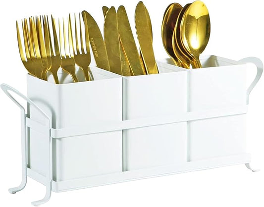 NOLIES Kitchen Utensil Holder, Silverware Caddy, Flatware Cutlery Organizer, Ideal for Modern Countertop Storage Solutions & Party Use, Metal and Durable Design