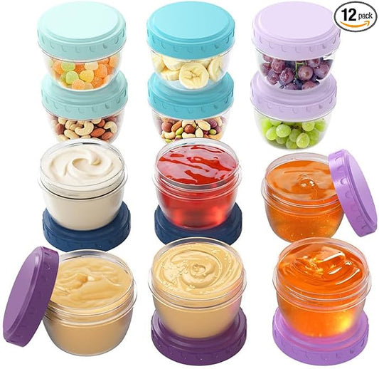 12 Pack Salad Dressing Containers To Go 2.7 oz Small Condiment with Lids Reusable BPA Free Leakproof Dipping Sauce Cups for Snack,Kitchen Storage,Camping,Travel