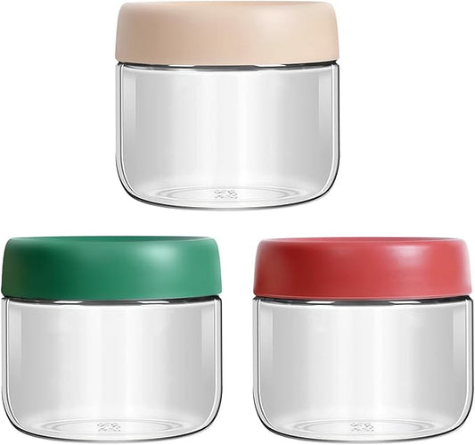 9.8 FL oz Glass Jar with Airtight Lid,Small Glass Containers With Lids,Overnight Oats Containers with Lids,Meal Prep jar, Chia Pudding jars with lids.Yogurt container(9.8oz-3 Pack)