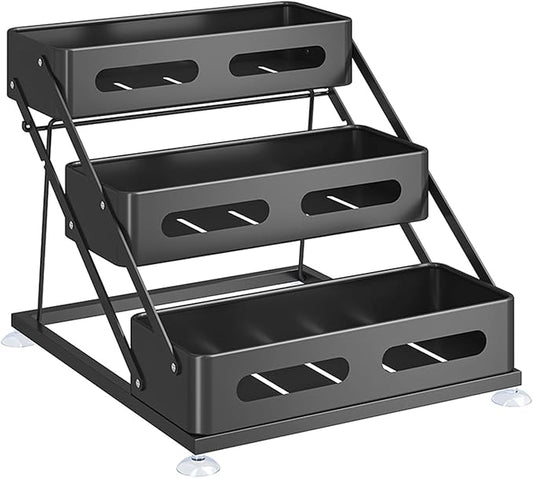 Water Bottle Holder, Adjustable 3 Tier Spice Organizer Shelf for Kitchen, Cabinet, Countertop, Pantry, Space Saving Design, with Protection Railin, Kitchen Organizers and Storage