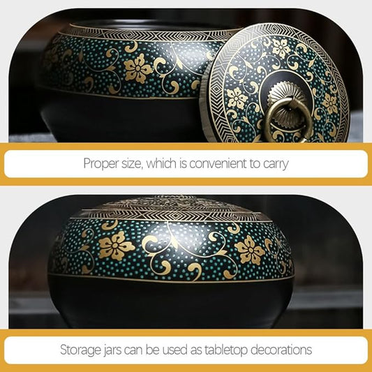 Tea Cup Tea Canister Exquisite Oriental Ceramic Food Storage Jar Canister Loose Tea Tin Tea Storage Jar Tea Tea Canister Coffee Canister Coffee Jar Spices Nuts Storage Tea Cups