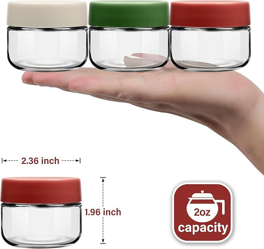 2 oz Glass Jars with Lids Dressing Containers Sauce Cups Mini Condiment Dip Jars To Go Lunch Accessories,12-Pack