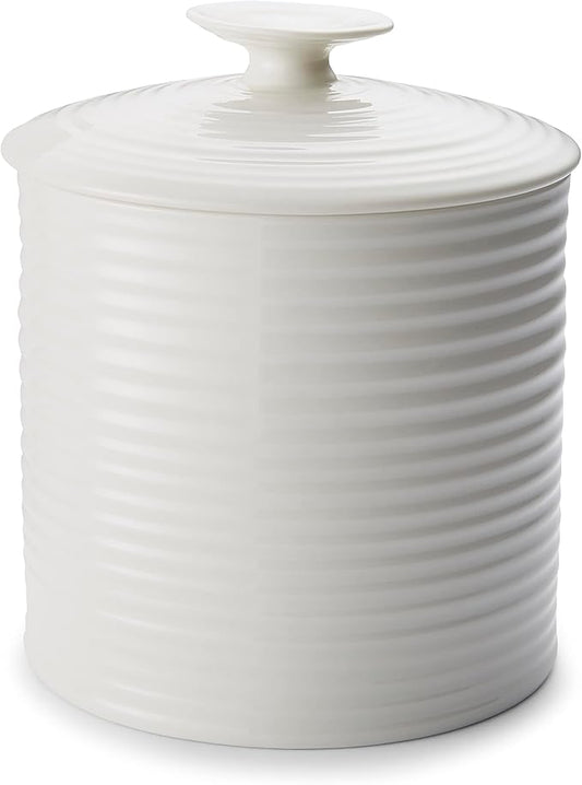 Portmeirion Sophie Conran White Large Canister | 80 Ounce Food Storage Container with Lid | Porcelain Canister for Pantry, Home, and Kitchen Countertop