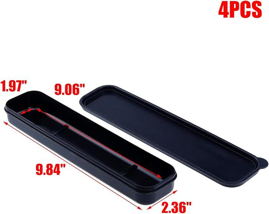 MY MIRONEY 4PCS Portable Travel Tableware Box Black Flatware Storage Box Case Travel Utensils Cutlery Case for Fork Spoon Chopsticks