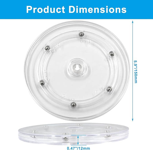 1 Pack 5.9 inch Lazy Susan Turntable - Acrylic Ball Bearing Rotating Tray for Cake, Spice Rack - Perfect for Kitchen Pantry with 360˚Rotation