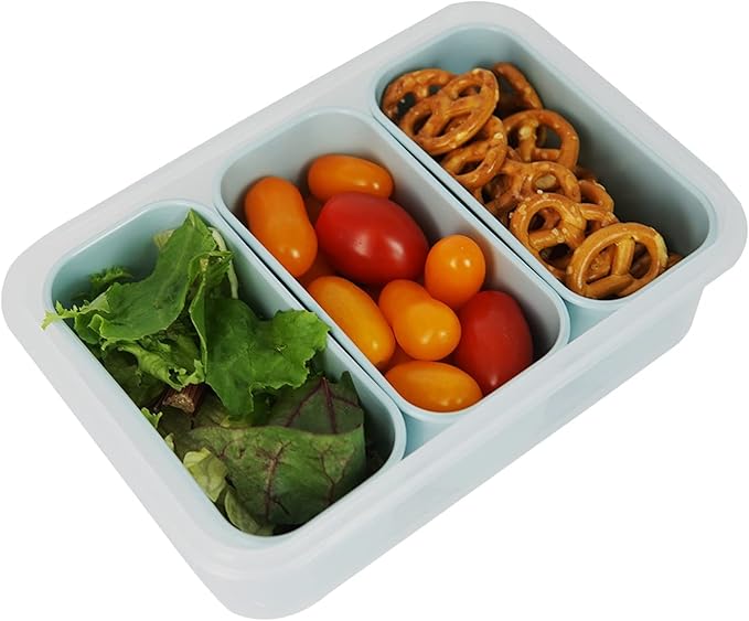 carrotez Food Storage Containers with 3 Removable Compartments, Food Prep Container with Airtight Lids, Portion Control Container, Microwave Safe, Reusable, 4.64 Cup (1100ml)