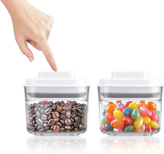 Food Storage Jars with POP-UP Lids- 2 Piece(0.34qt / 11oz),Airtight Food Storage Containers,Storage for Milk Powder Coffee Candy Noodles Nuts for candy