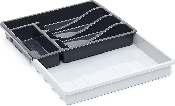 RoyalHouse Premium Cutlery Drawer Organizer, Expandable Utensil Holder And Organizer, 6-Compartments, Compact BPA-Free Plastic Storage for Spoons Forks Knives, Silverware Organizer