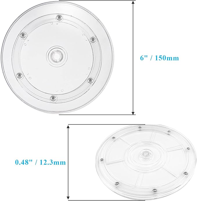 Jersvims 2Pcs 6 Inch Acrylic Turntable Platter, Transparent Turntable Organizer Round Rotating Plate for Kitchen Pantry Cabinet Desk Rack Spice Cake Cookie Decorating