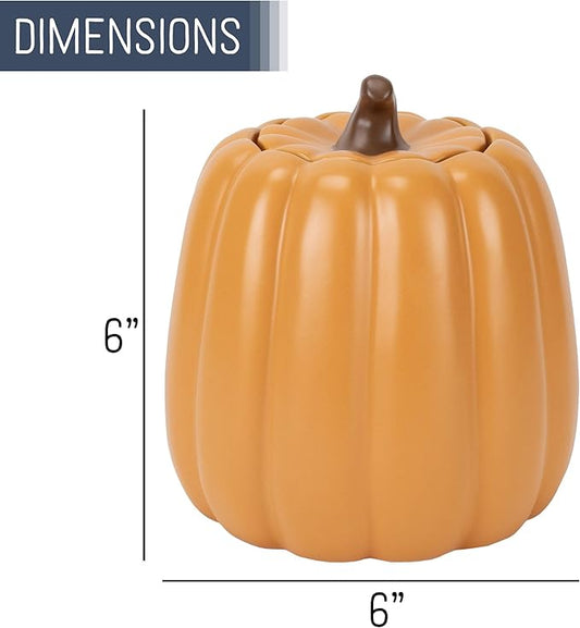 Nat & Jules Pumpkin Shaped 6 x 6 Inch Ceramic Storage Canisters: Perfect for Halloween, Thanksgiving and Indoor Fall Table Décor & Centerpieces - Set of 3, Orange