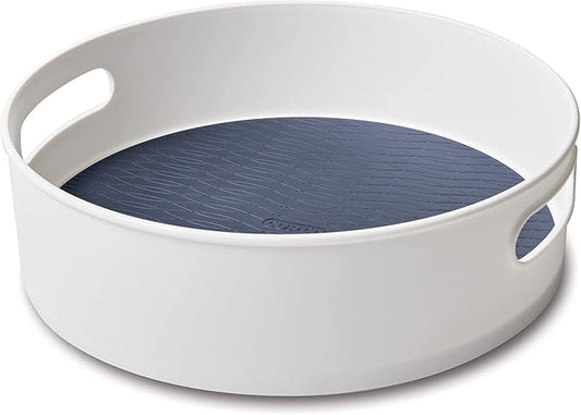 Copco Non-Skid Pantry Cabinet Kitchen Refrigerator Storage Turntable, 12-Inch, White and Blue