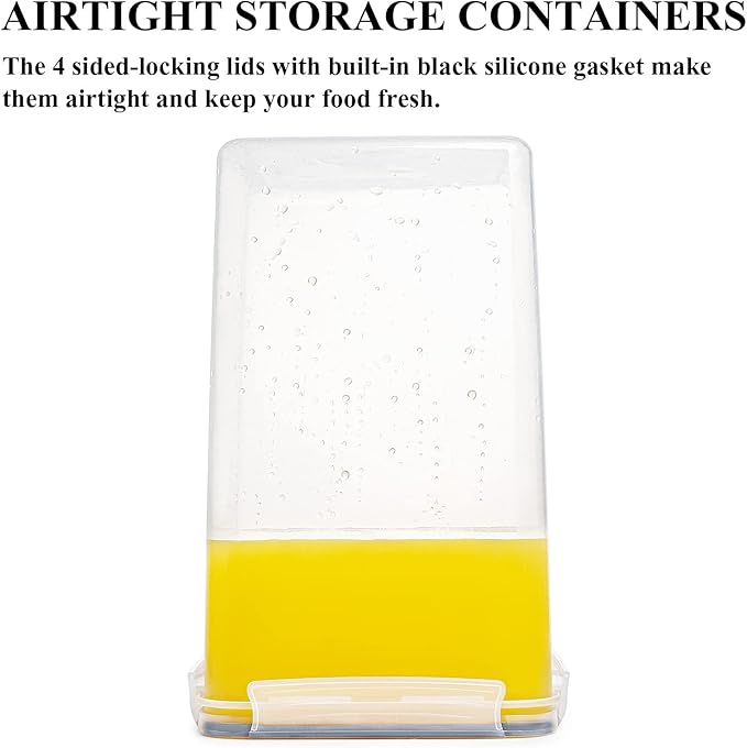 Wildone Extra Large Tall Airtight Food Storage Containers 6.5L/ 5.9QT, Plastic BPA Free Kitchen Pantry Storage Containers 4 Pieces for Flour, Sugar, Rice, with 20 Labels & 1 Marker, Gray