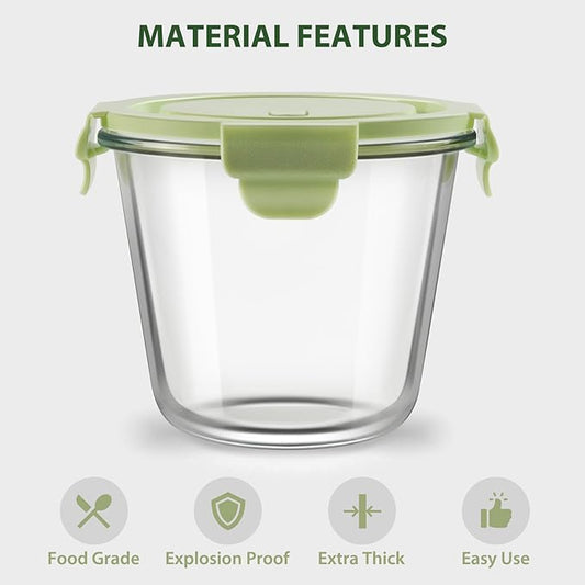 12 PCS Glass Meal Prep Containers with Lids, Airtight 3 Cup Glass Storage Containers Set, Heat-Resistant BPA-Free Glass Containers for Soup Leftover, Microwave, Dishwasher, and Freezer Safe (6 Packs)