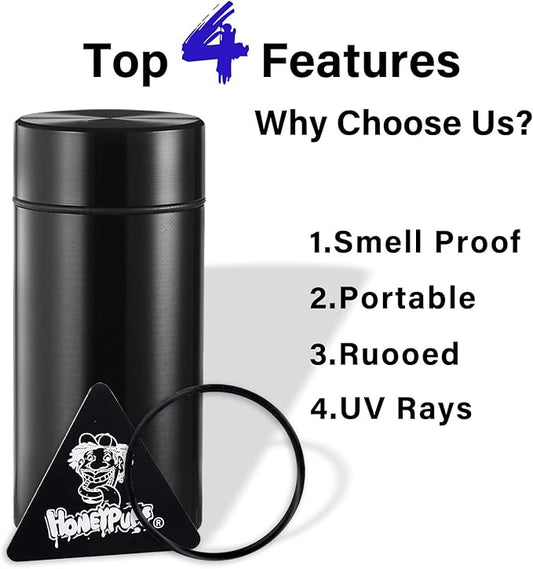 Smell Proof Jar, Portable Airtight Storage Container With Silicone Ring, 42ml Multi-Use Aluminum Stash Bottle for Coffee, Herb & Spice Keep Fresh (Blue-2pcs)