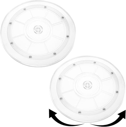 2 PCS 9 Inch Acrylic Lazy Susan Turntable Clear Acrylic Lazy Susan 360 Degree Acrylic Ball Bearing Rotating Tray for Spice Rack Table Cake Kitchen Pantry Decoratin