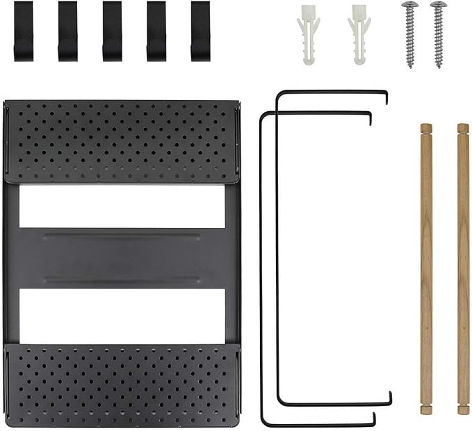 Jolitac Magnetic Fridge Spice Rack- Space Saving Organizer Black Shelf on Refrigerator, Kitchen Paper Towel Holder, Foldable Design (Black-Large)