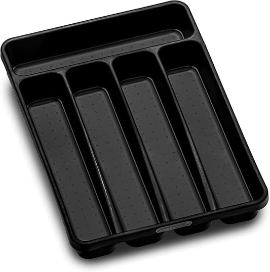 madesmart Premium Antimicrobial Classic Mini Silverware Tray, Soft Grip, Non-Slip Kitchen Drawer Organizer, 5 Compartments, Multi-Purpose Home