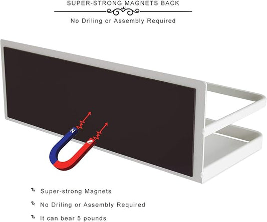 Magnetic Spice Rack Single Tier Refrigerator spice organizer Shelf, Easy to Install The Side of the Refrigerator