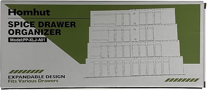 Spice Drawer Organizer, 2 Tier- 2 Pack Drawer Seasoning Organizer Expandable from 13" to 24.4", Spice Rack for Kitchen Drawers, Spice Organization Insert Tray for Drawer (Jars not included)