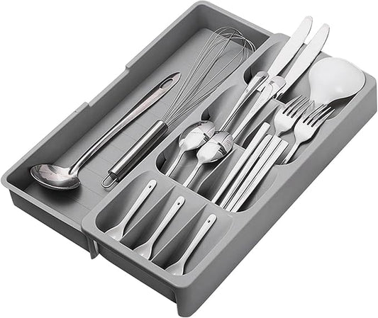 EOOXEKFX Weiliya UNRRZLCA Kitchen Drawer Organizer Tray,Drawer Organiser,Cutlery Tray,Expandable Utensil Tray for Kitchen,Compact Plastic Storage Organisation for Spoons