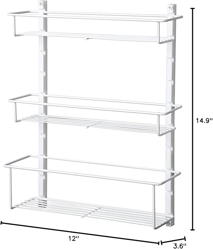 ClosetMaid Adjustable 3 Shelf Spice Rack Organizer Kitchen Pantry Storage for Cabinet Door or Wall Mount with Metal Shelves, White (2 Pack)