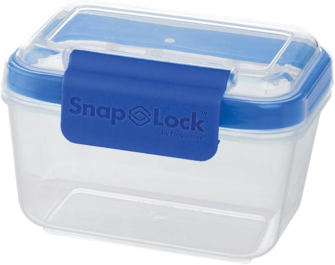 2-Cup Storage Container - Blue, SNL-1007B Easy-To-Open, Leak-Proof Silicone Seal, Snap-Off Lid, Stackable, BPA FREE