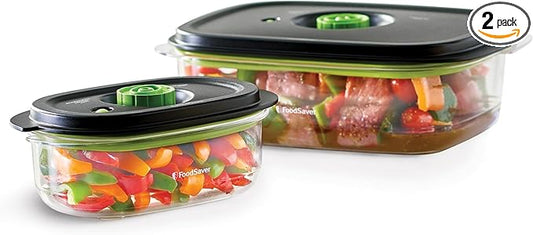 FoodSaver Preserve & Marinate Vacuum Containers, 3-Cup and 10-Cup Set, BPA-Free, Dishwasher Safe, Clear