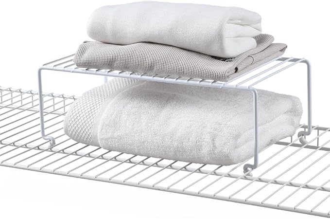 4-Pack Large (15.7x8.54inch) Multi-Level Organizer Rack, Kitchen Shelves for Spice Organization for Cabinet, Pantry Organizers and Storage, Wire Extra Shelf, Desk Organizer, Stackable, White