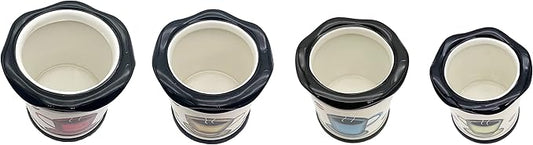 Tuscany Colorful Coffee Bean Collection 4PCs Canister Set with Lid, Kitchen Storage Jar, Food Storage Container, Airtight Storage Container With Rubber Seal